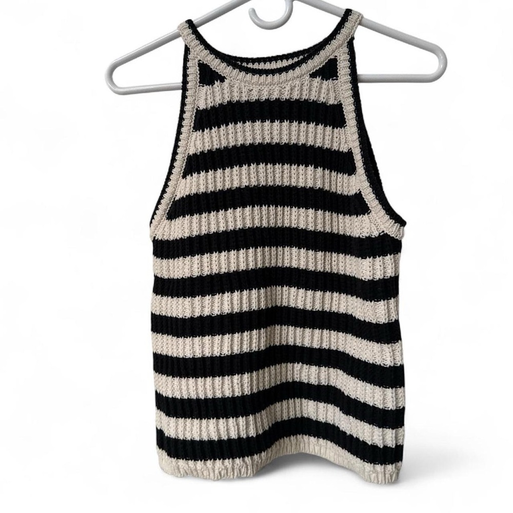 Striped Black and White Knit Tank Top